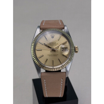 36mm • 1983 Rolex DateJust ref.16013 cal.3035 Champagne Dial 18k Gold Bezel Automatic